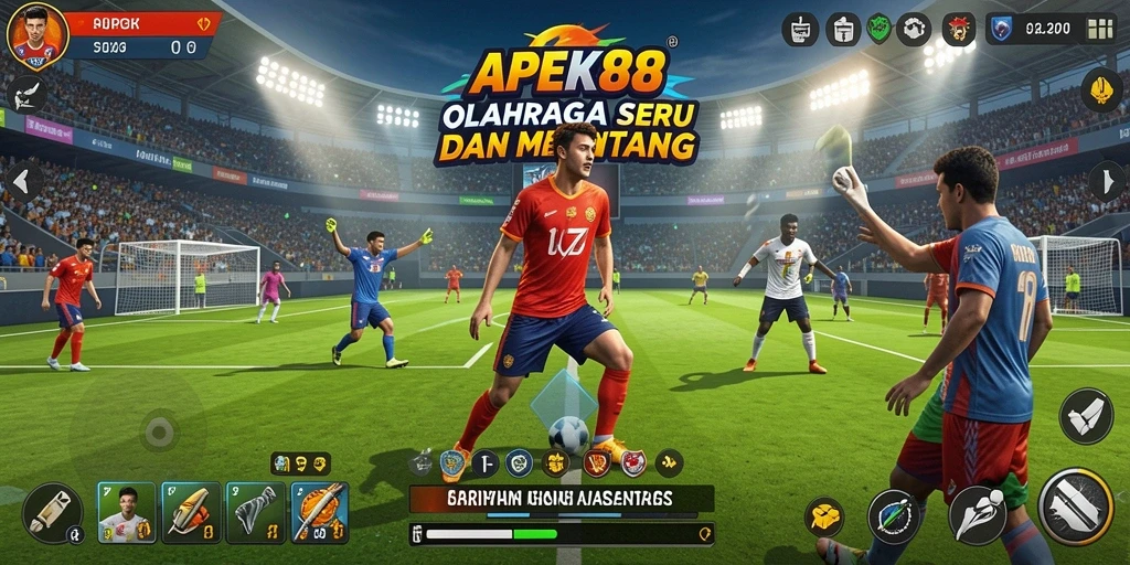 Tampilan gameplay APEK88 yang menakjubkan dengan aksi olahraga yang nyata.