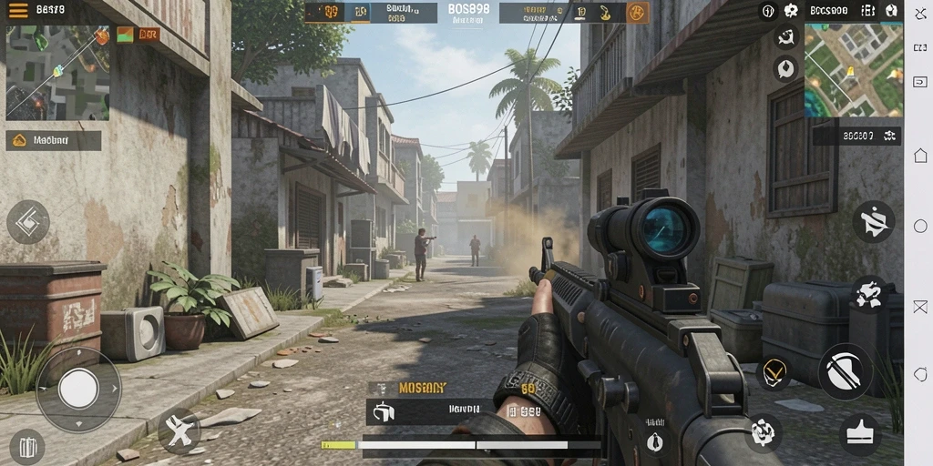 Tampilkan layar gameplay menegangkan dari BOS898 yang penuh aksi.