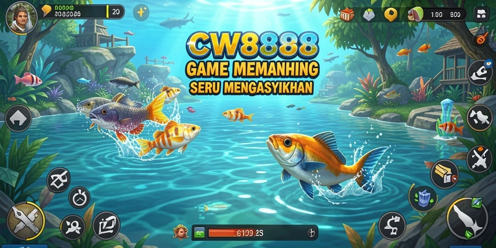 Tampilan gameplay seru saat memancing di CW8888.