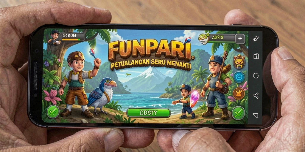 Tampilan gameplay seru dari FUNPARI dengan aksi petualangan yang menarik.