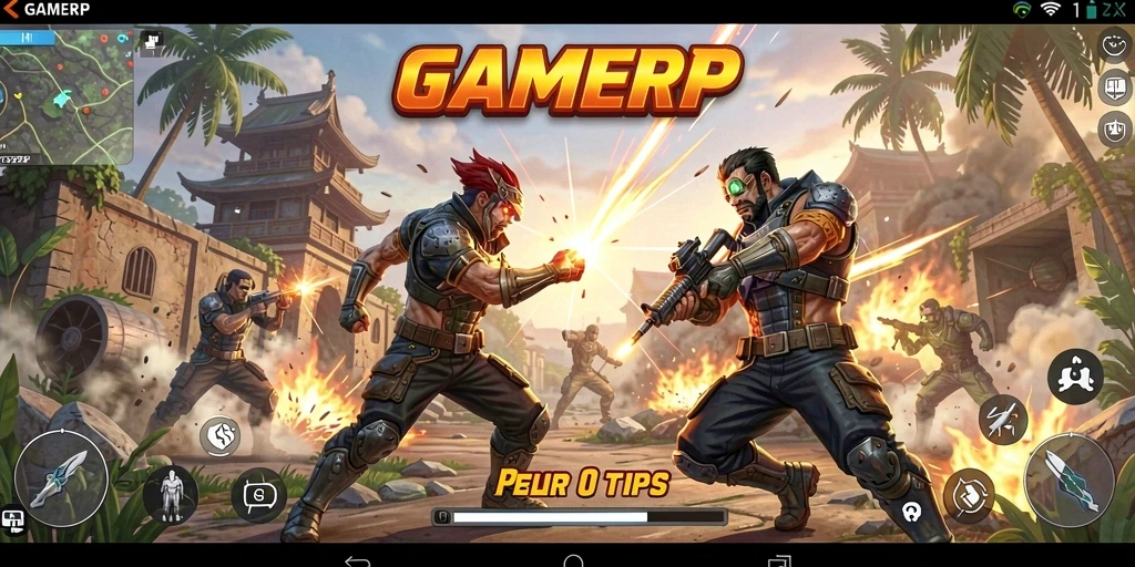 Tampilan gameplay GAMERP menunjukkan aksi pertempuran yang mendebarkan dan grafis yang menakjubkan.