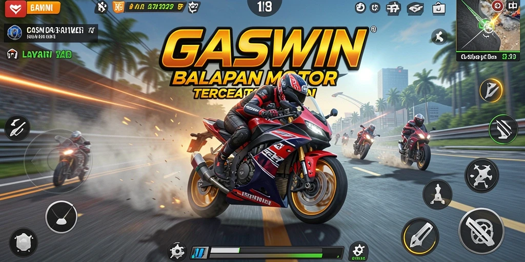 GASWIN menampilkan gameplay balapan motor yang mendebarkan.