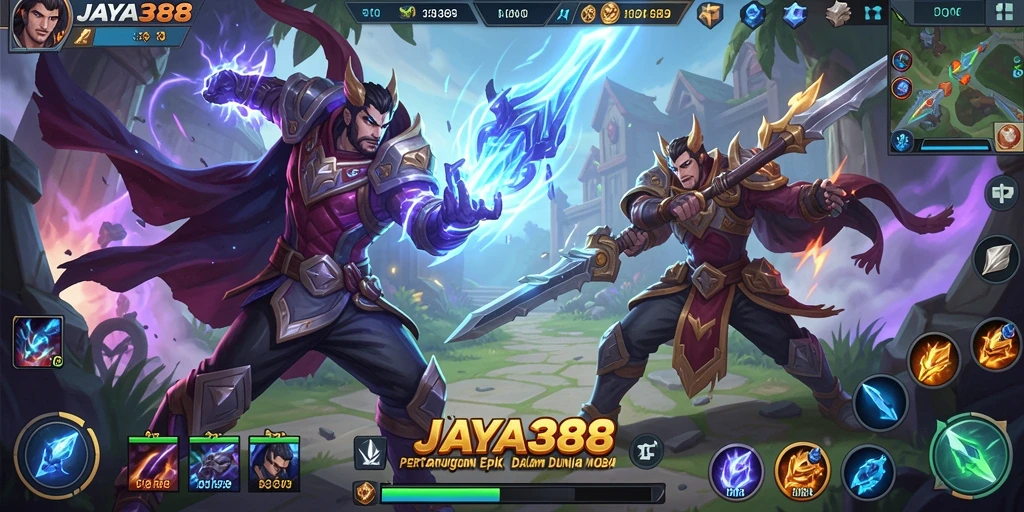 Screenshot gameplay JAYA388 menampilkan aksi intens dan strategi tim dalam pertarungan.