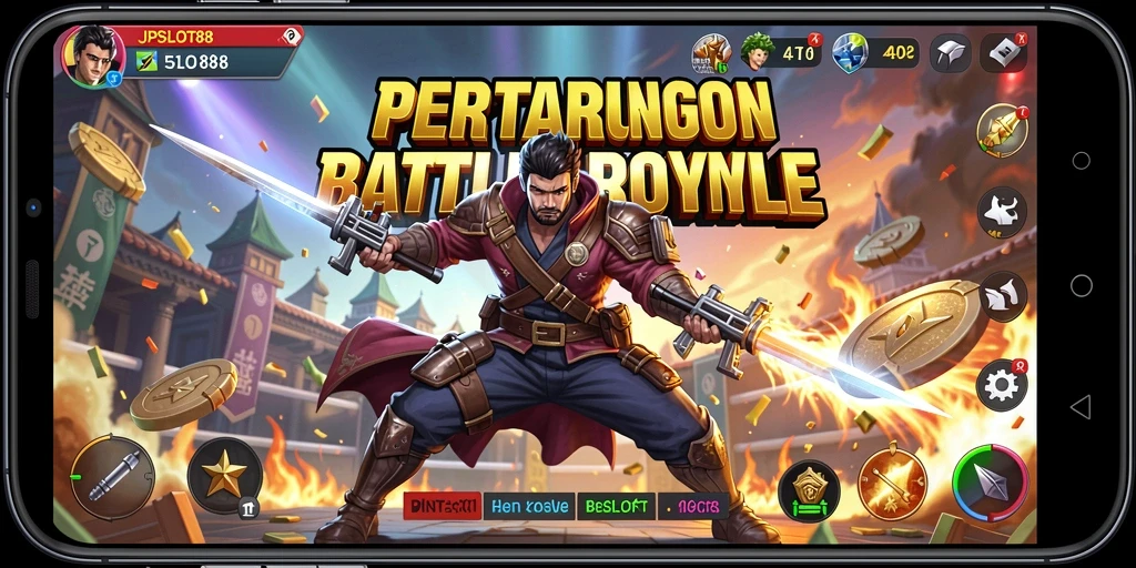 Tampak seru dari aksi gameplay Battle Royale JPSLOT88.