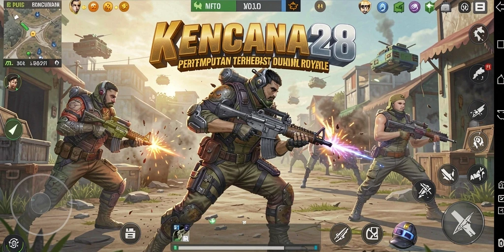 Gameplay seru dan intens dalam KENCANA28, Battle Royale yang penuh aksi.