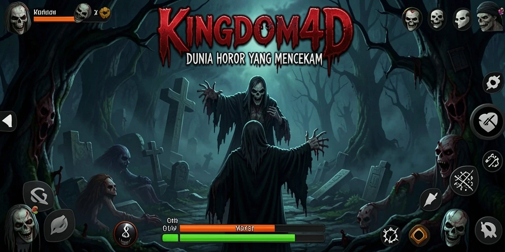Tampilan mencekam dari gameplay KINGDOM4D dengan atmosfer horor yang kental.