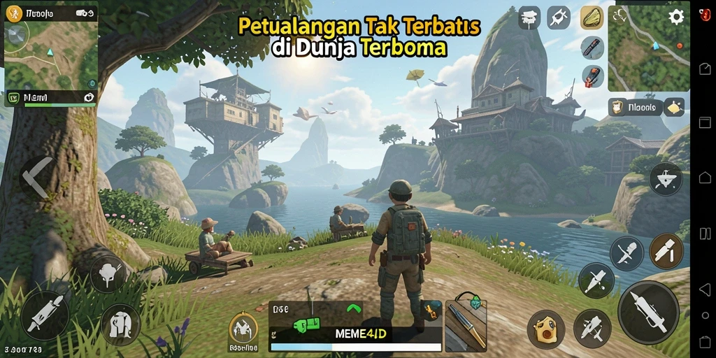 Tampilan permainan MEME4D yang memukau dalam dunia terbuka.