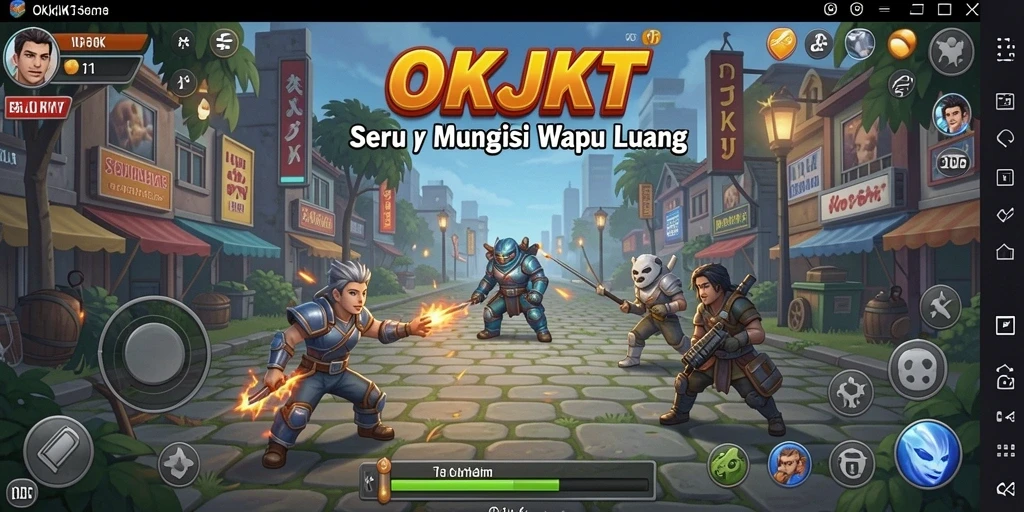 Screenshot gameplay OKJKT yang penuh warna dan menyenangkan.
