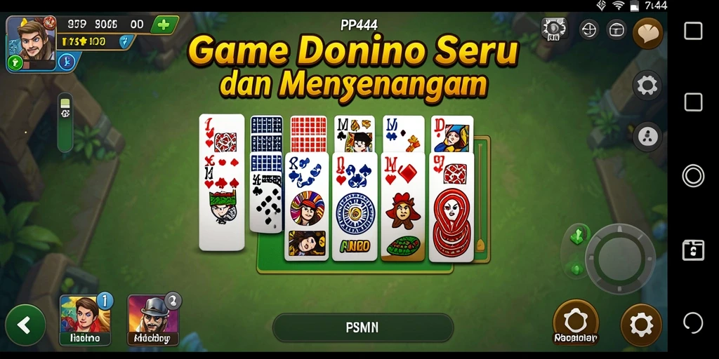 Tampilan gameplay seru dari PP444, menunjukkan strategi domino yang menarik.