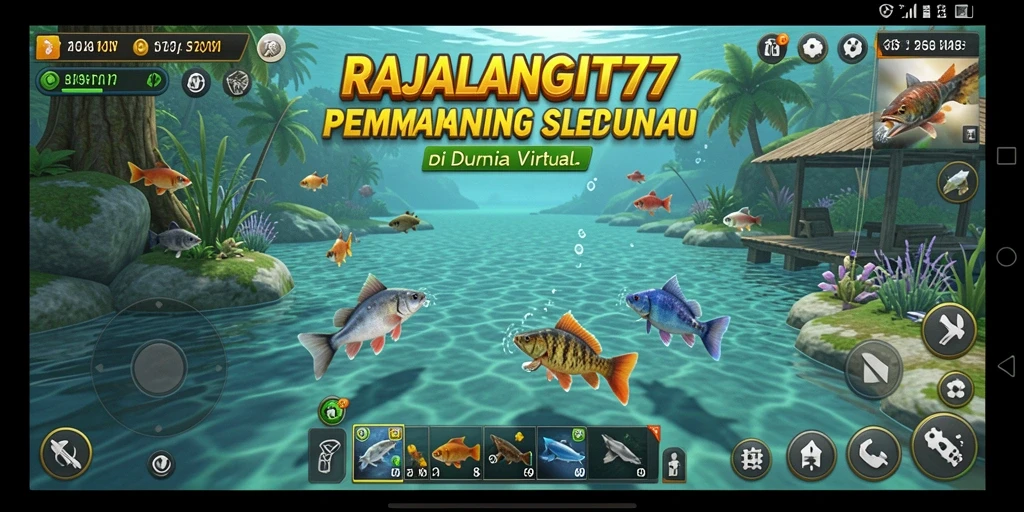 Tampilan gameplay RAJALANGIT77 saat menangkap ikan di laut.