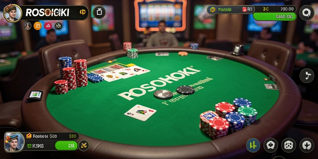 Tangkapan layar gameplay poker yang seru dan menantang di ROSOHOKI.