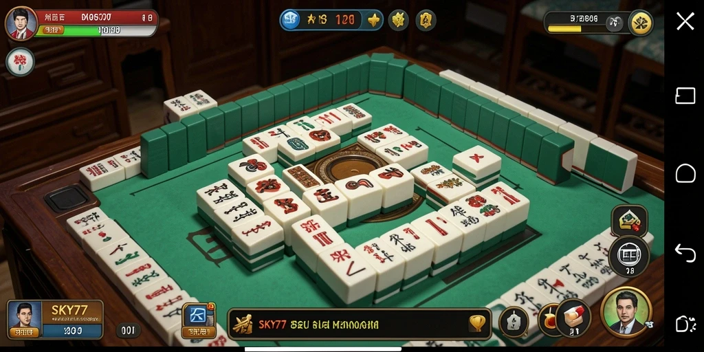 Screenshot utama SKY77 menampilkan serunya gameplay Mahjong.