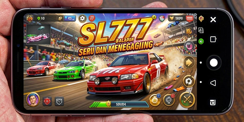 Tampilan gameplay balapan seru di SL777 dengan kendaraan cepat.
