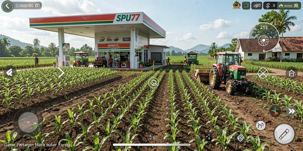 Tangkapan layar permainan SPBU77 menampilkan aktivitas bertani yang menarik.