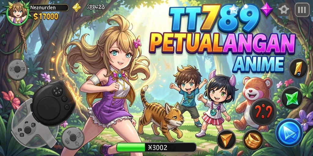 Tampilan gameplay mendebarkan dengan karakter anime yang beraksi.