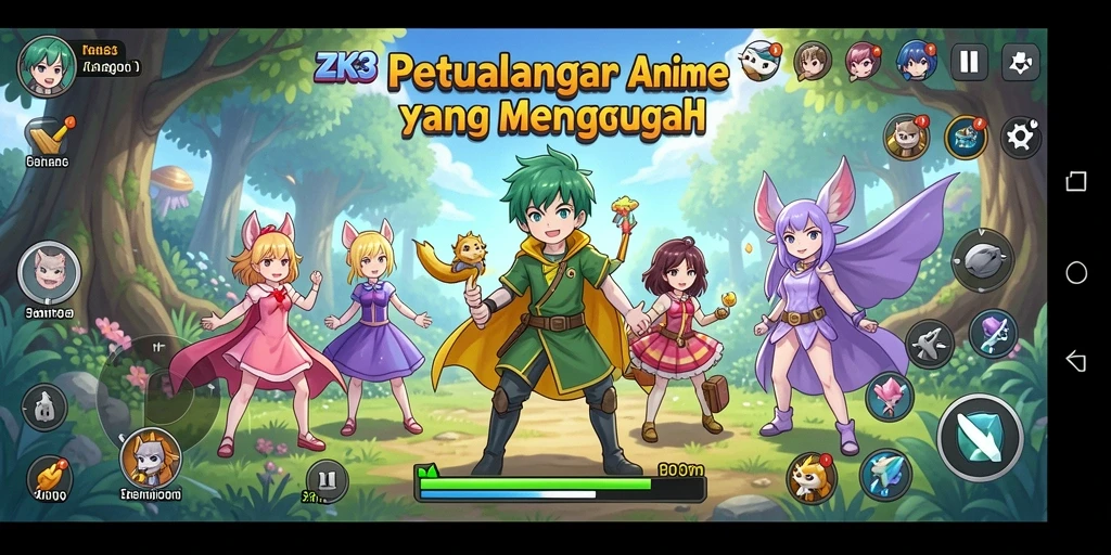 Tampilan menarik gameplay ZK3 dengan karakter Anime.